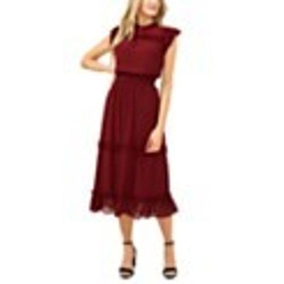 Cece Ruffled Swiss Dot Midi Dress - S - Picture 1 of 7